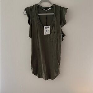 Pam & Gela Deep Olive Muscle Tee